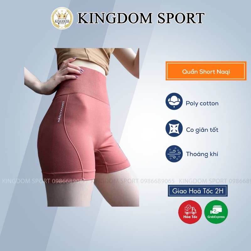 [MÃ KING8K GIẢM 51K ĐƠN 0Đ] Quần Short Tập Gym Naqi, Chất Đẹp Cạp Cao KINGDOM SPORT