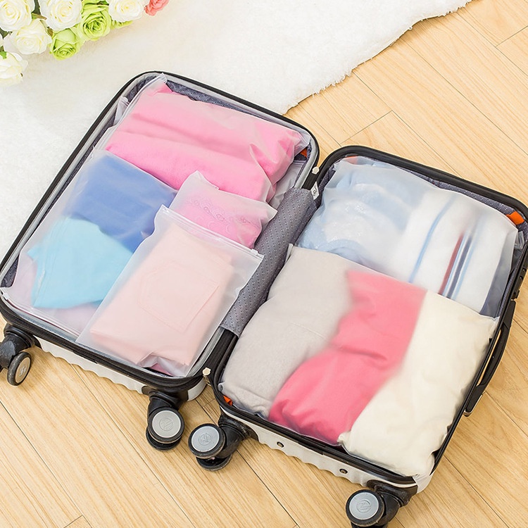 Túi zip khoá lụa mờ đựng quần áo, phụ kiện dẻo dai bền tiện dụng, túi đựng đồ khi đi du lịch không thấm nước