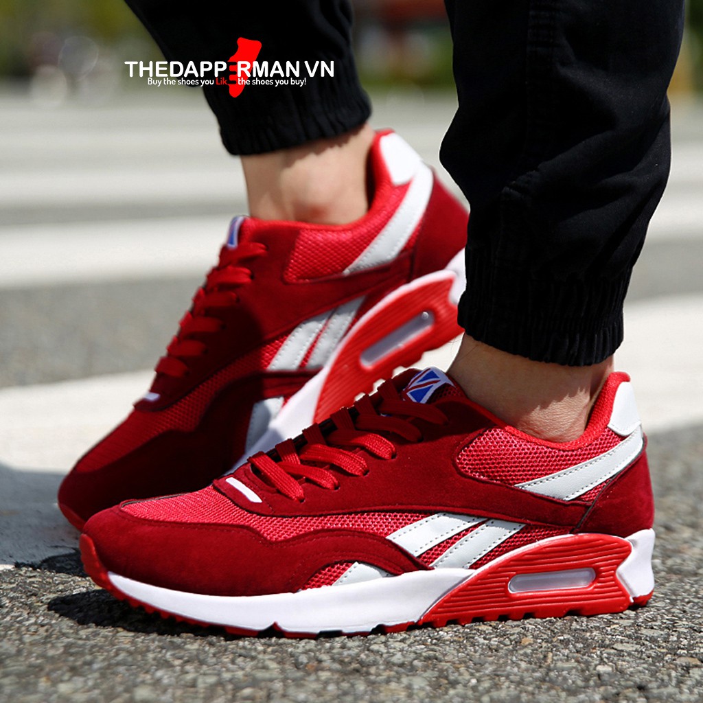 Giày thể thao nam sneaker THEDAPPERMAN TDM861 chất liệu vải kết hợp da lộn, đế cao su ma sát tốt, phù hợp chạy bộ,màu đỏ | BigBuy360 - bigbuy360.vn