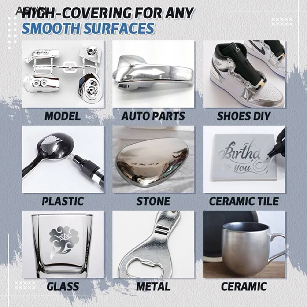 Asvn❤ Bút Vẽ Màu Nước Bằng Chrome Tráng Gương Chống Tia UV DIY