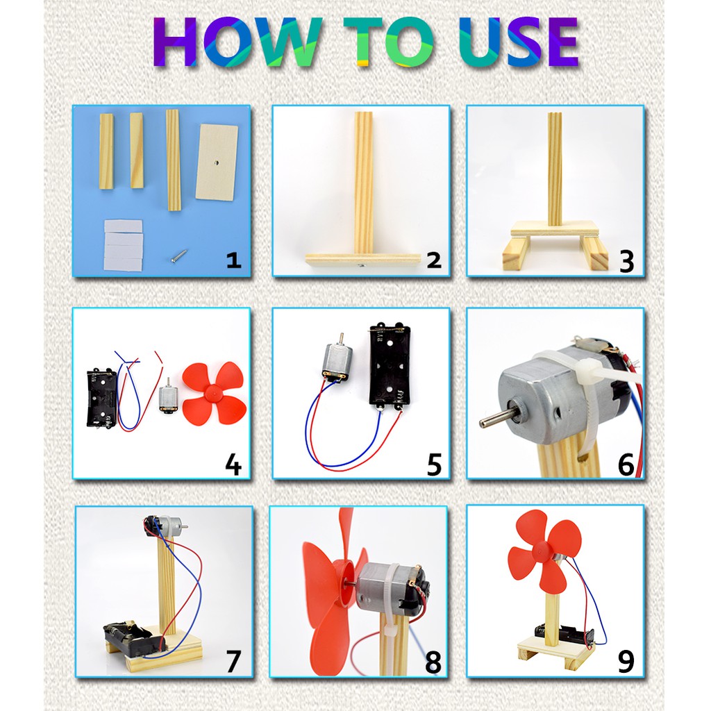 Đồ Chơi Lắp Ráp Mô Hình Quạt Điện Diy Giáo Dục Sớm Cho Bé