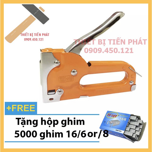 Súng Bấm Ghim TOP, Màu Vàng, Cầm Tay Đa Năng, Tiện Dụng, Tặng 5000 Ghim 16/6, 16/8 (Chính Hãng).