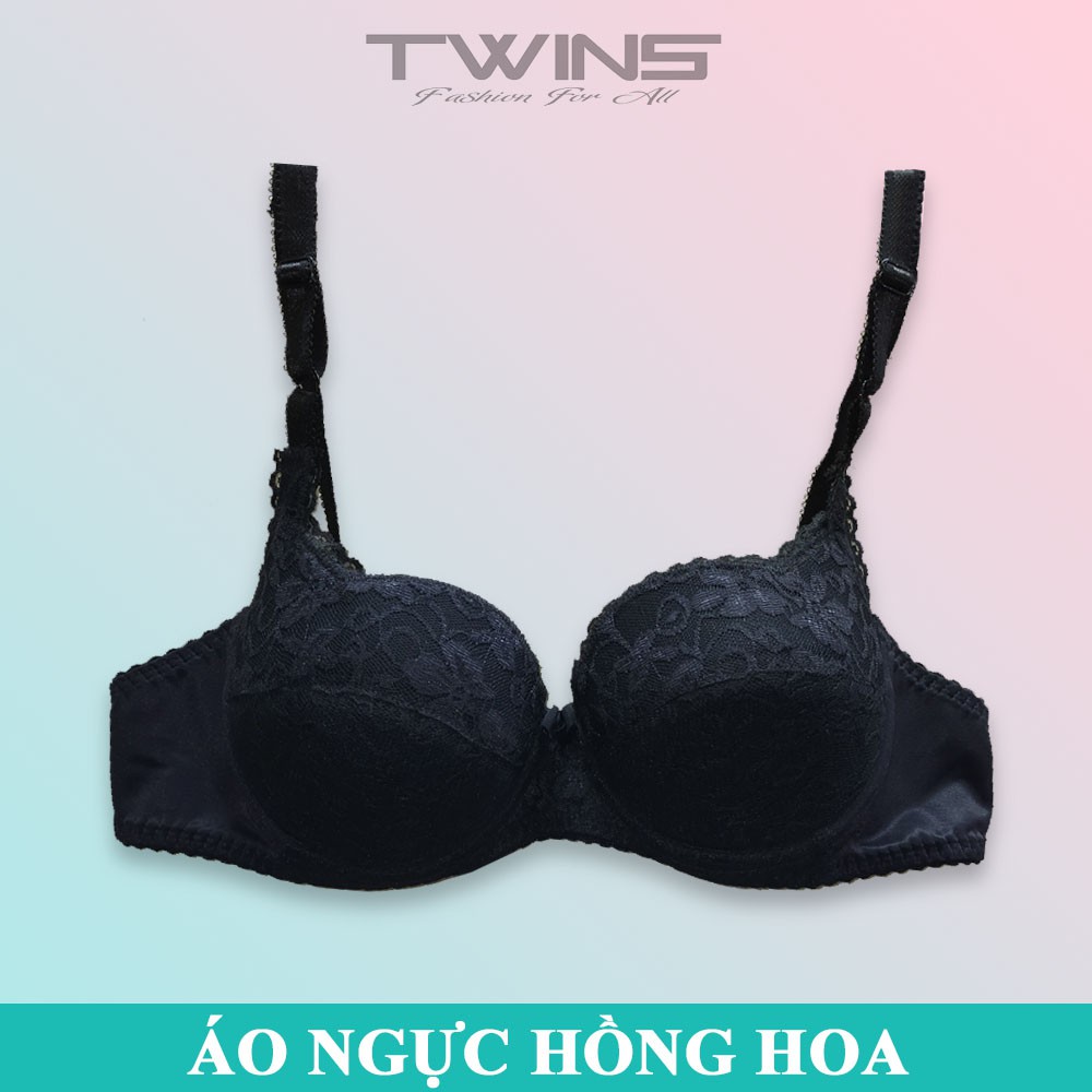 Áo ngực nữ ren nâng ngực Hồng Hoa có gọng mút vừa cúp xéo nguyên ngực bigsize