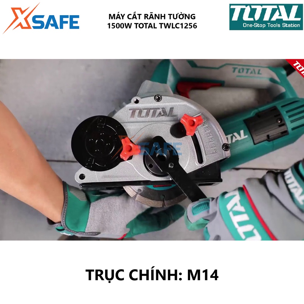 Máy cắt gạch đá TOTAL TWLC1256 1500W, đường kính đĩa cắt 125mm, trục chính M14, tay cầm phụ trợ, cắt rãnh tường