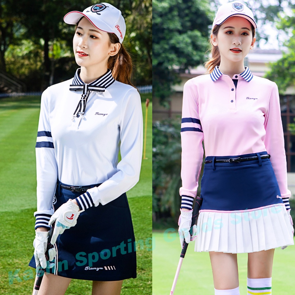 Áo Thun Polo Tay Dài Cổ Bẻ Họa Tiết Kẻ Sọc Thời Trang Xuân Thu Hàng Mới Dành Cho Bạn Nữ Chơi Golf