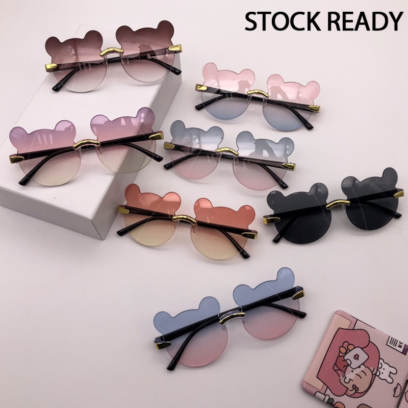 (KIQI-FASHION) COD Kính mát hình gấu dễ thương chống tia uv400 phong cách Hàn Quốc cho bé
