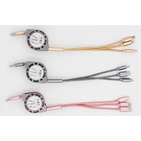 Dây cáp sạc - Cáp đa năng 3 in 1 dây rút tiện dụng