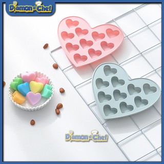 Khuôn Silicon làm Socola hình 10 Trái Tim (giao màu ngẫu nhiên)
