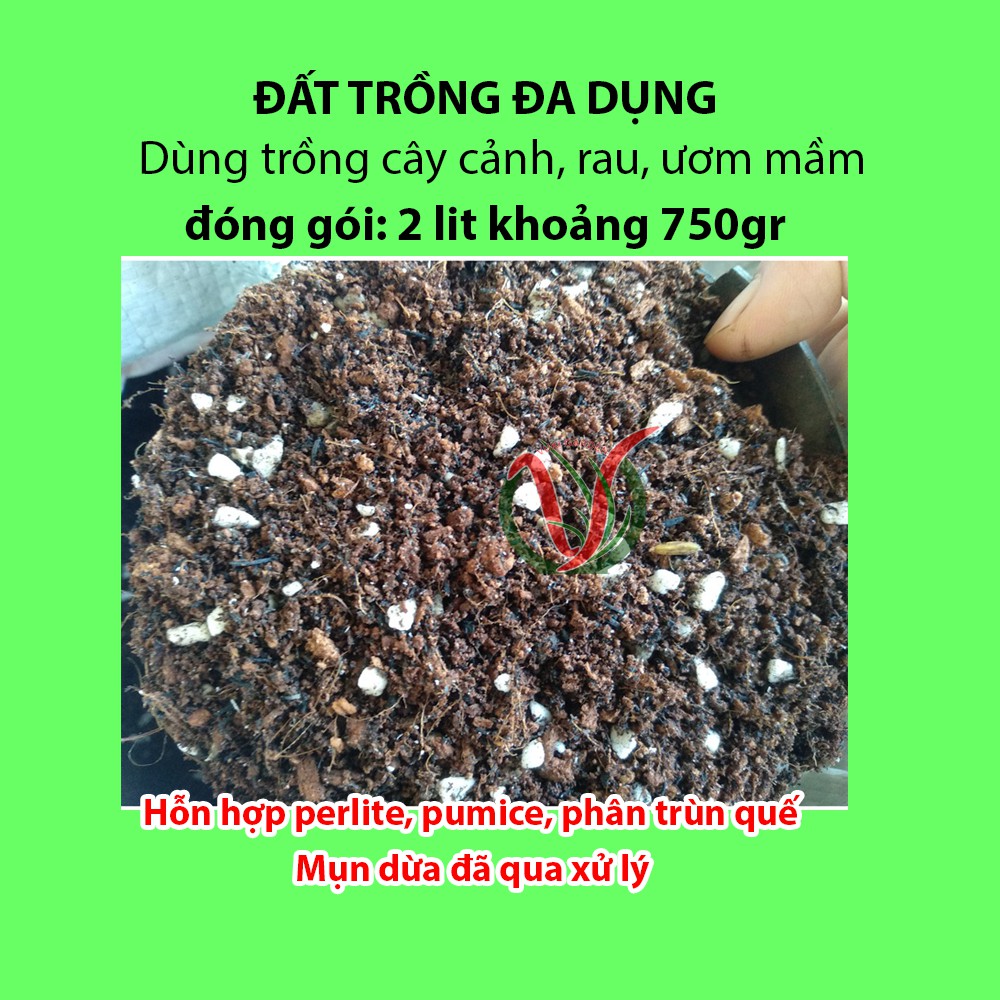 Đất trồng hỗn hợp soil mix dùng trồng rau hoa cây cảnh rau mầm bịch 2lit vuki garden 750gr