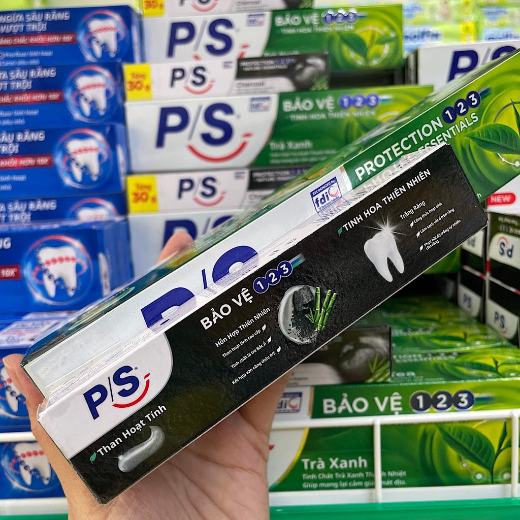 [Tặng hộp 30g] Kem đánh răng P/S bảo vệ 123 Trà xanh - Tinh hoa thiên nhiên 180g