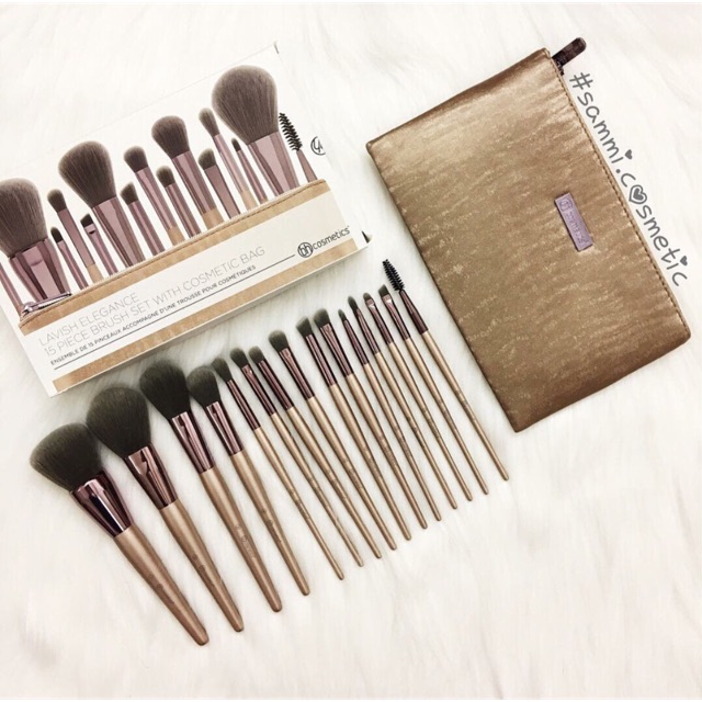 Set cọ BH Cosmetics 15 cây – Lavish Elegance 15 Piece Brush Set Kèm túi