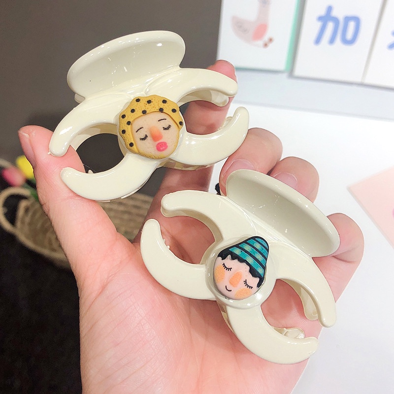 Kẹp tóc màu trắng sữa họa tiết hoạt hình đơn giản xinh xắn ngọt ngào