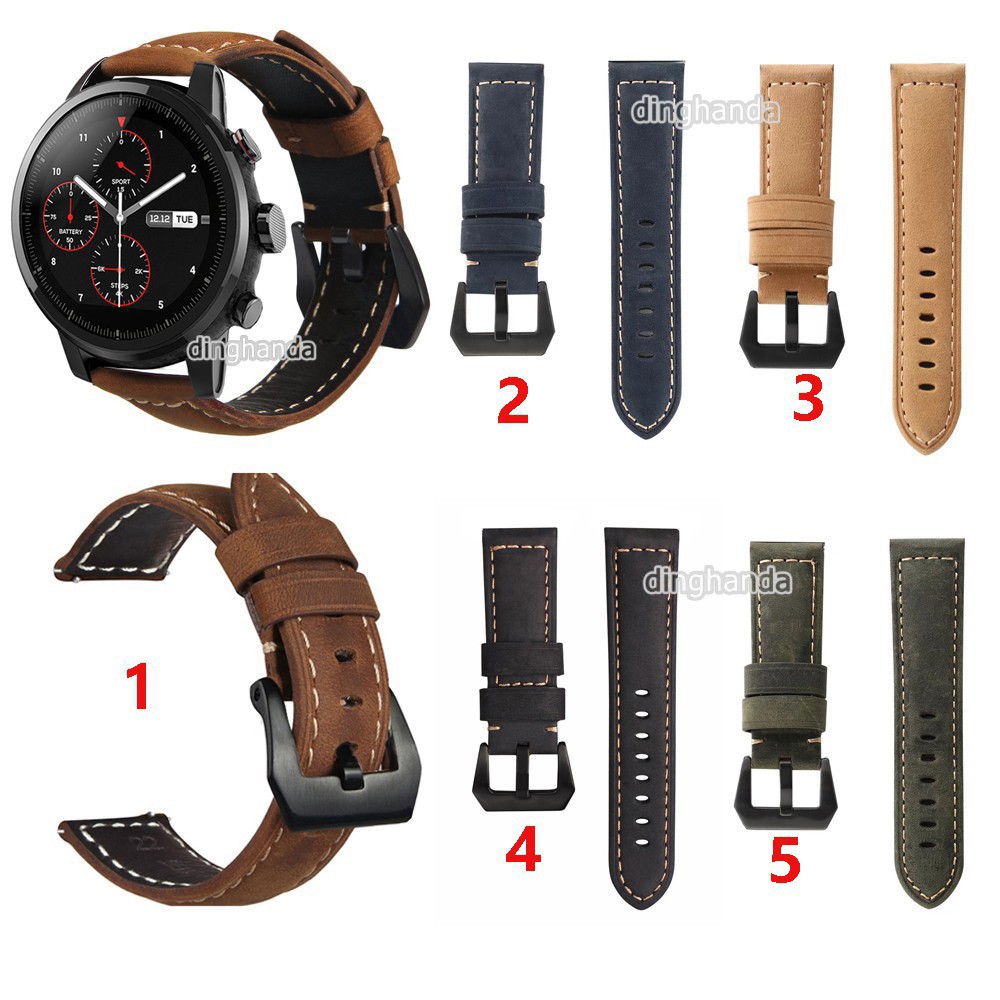 Crazy Horse Genuine Leather Strap Band for Huami Amazfit Stratos Sports Watch 2 2S 3