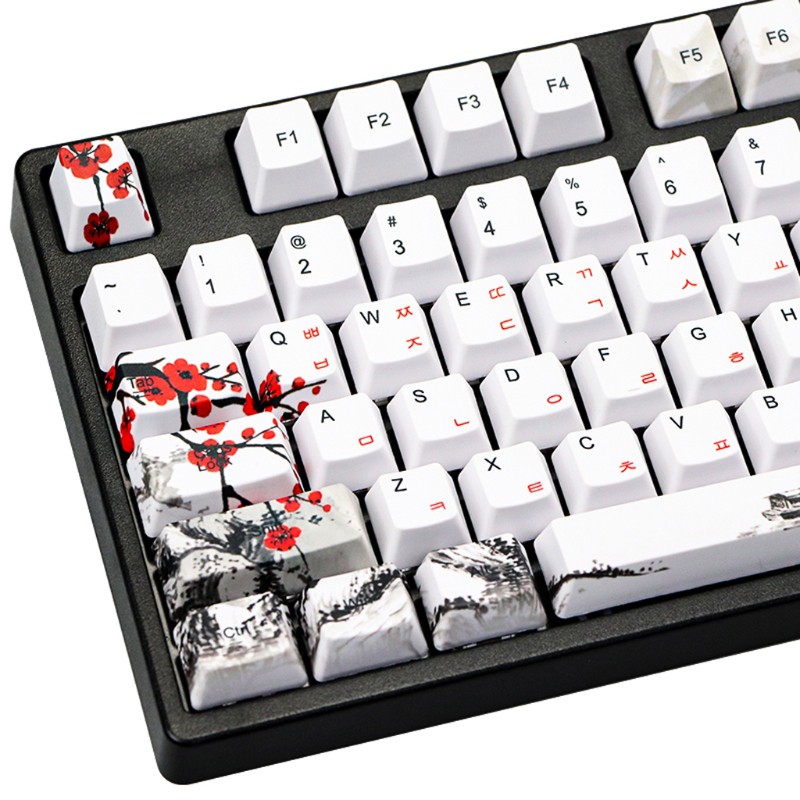 Nút bàn phím máy tính 110 phím PBT OEM in hình hoa mận phong cách Hàn Quốc/ Nhật Bản