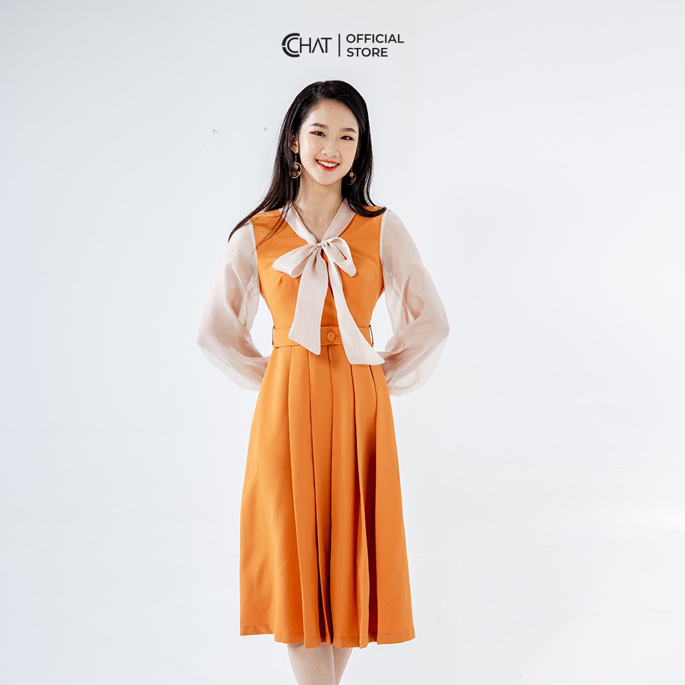 CCHAT Váy nơ cổ phối tay | BigBuy360 - bigbuy360.vn
