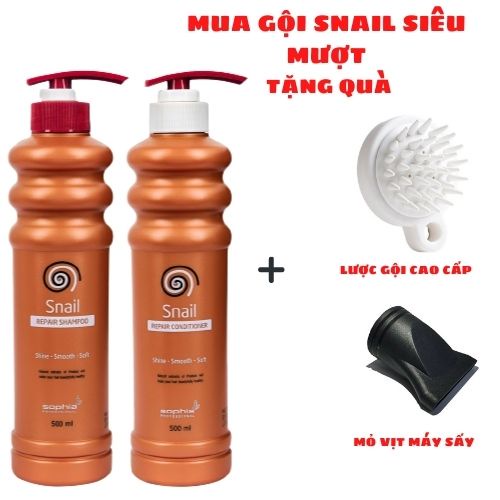 Cặp Dầu Gội Xả Snail Ốc Sên siêu phục hồi tóc, dưỡng tóc mềm mượt Sophia Professional 500ml