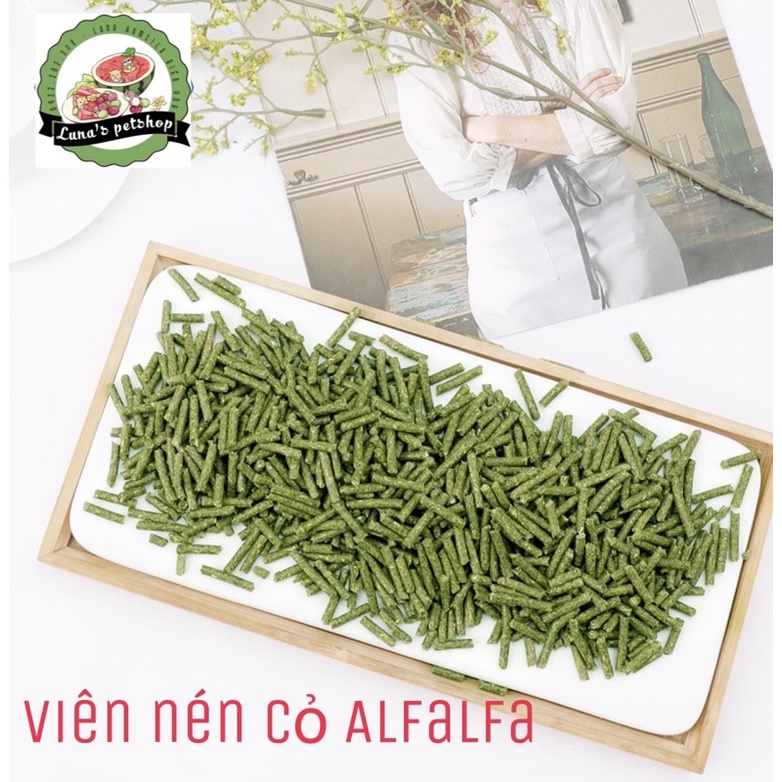 Viên nén cỏ Alfalfa. Viên nén cỏ linh lăng. Thức ăn cho thỏ, bọ ú [500g]