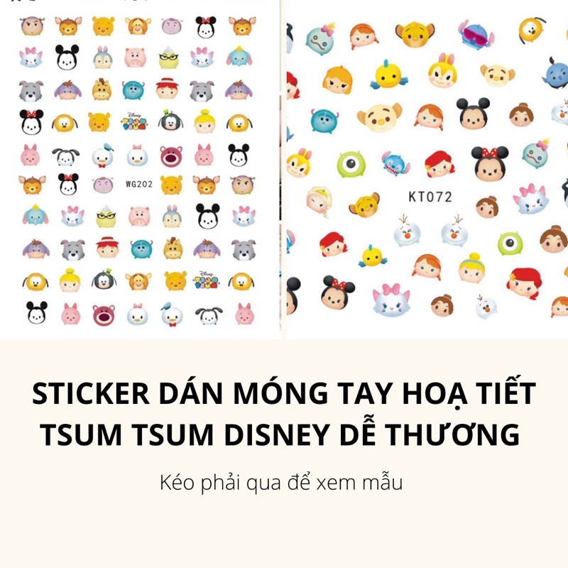Sticker,hình dán móng tay hoạ tiết hoạt hình Tsum Tsum Disney dễ thương trang trí móng tay nghệ thuật nail