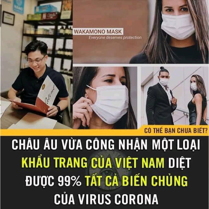 combo 10 hop KHẨU TRANG WAKAMONO DIỆT 99% vỉrus (4 LỚP, HỘP 10 CÁI)