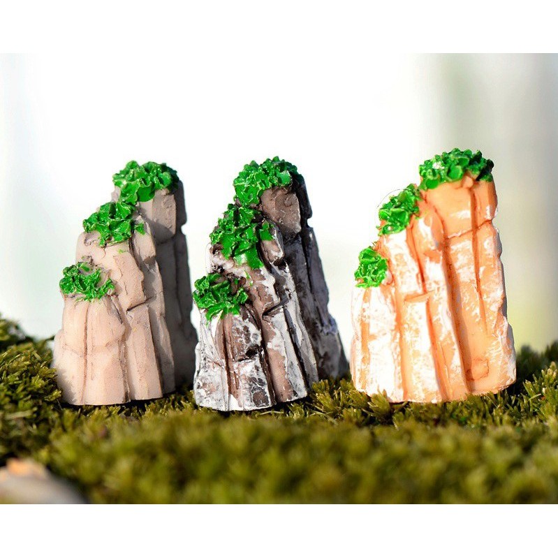 Phụ kiện tiểu cảnh núi rêu trang trí chậu cảnh, sen đá, xương rồng, cây bonsai