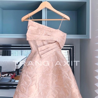 Vải tafta gấm hoa màu hồng