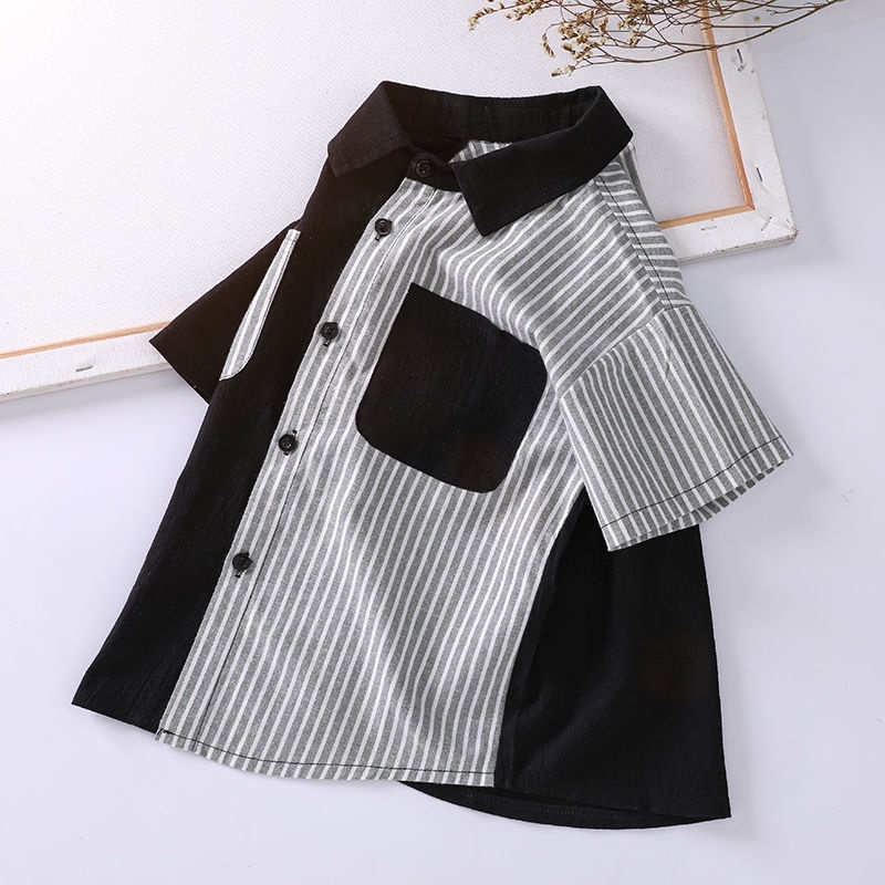 Áo Sơ Mi Cotton Tay Ngắn Phong Cách Mới 2022 Dành Cho Bé Trai
