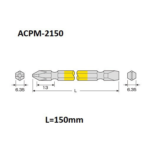 Vỉ 2 mũi vít 2 đầu +2-6x65mm/110mm/150mm ACPM Anex Nhật Bản Sản Phẩm Chính Hãng