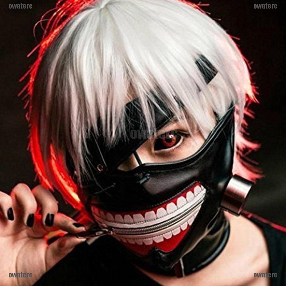 1 Khẩu Trang Da PU Hóa Trang Nhân Vật Anime Tokyo Ghoul Kaneki Ken Có Khóa Kéo Có Thể Điều Chỉnh
