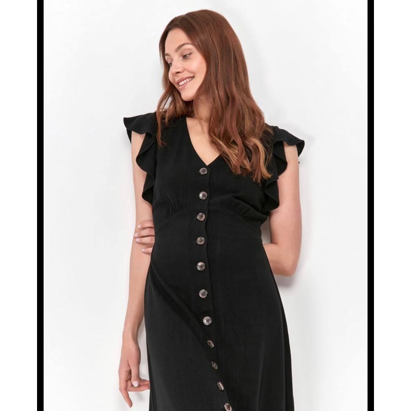 Đầm linen Xuất Anh Sonder Studio nút bèo KAMI