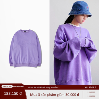 Áo sweater Nelly nỉ lót lông trơn basic thu đông áo nỉ