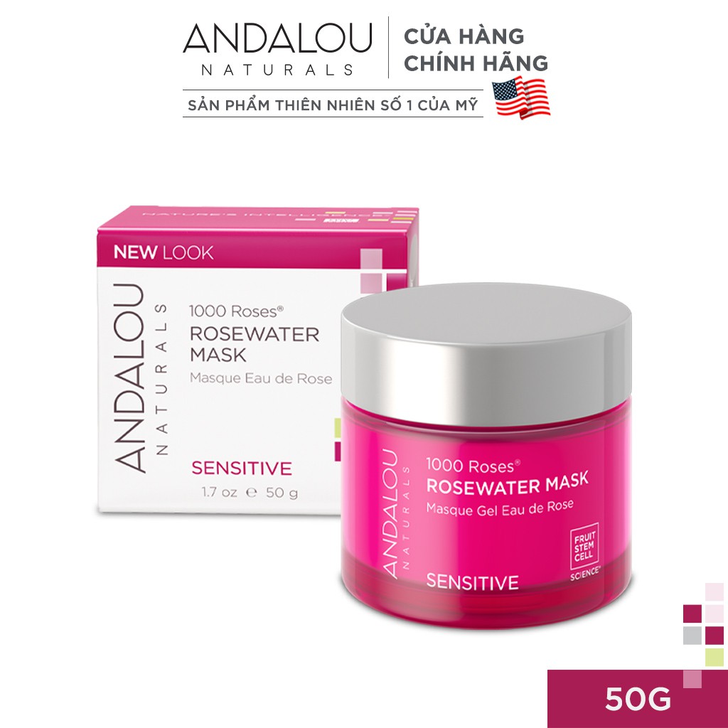 Mặt Nạ Dưỡng Ẩm Cho Da Nhạy Cảm Andalou Naturals Sensitive 1000 Roses Rosewater Mask 50g