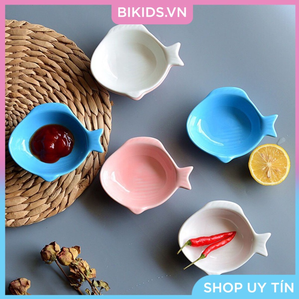 Bát ăn dặm gốm sứ hình cá cơm ( nhiều màu)