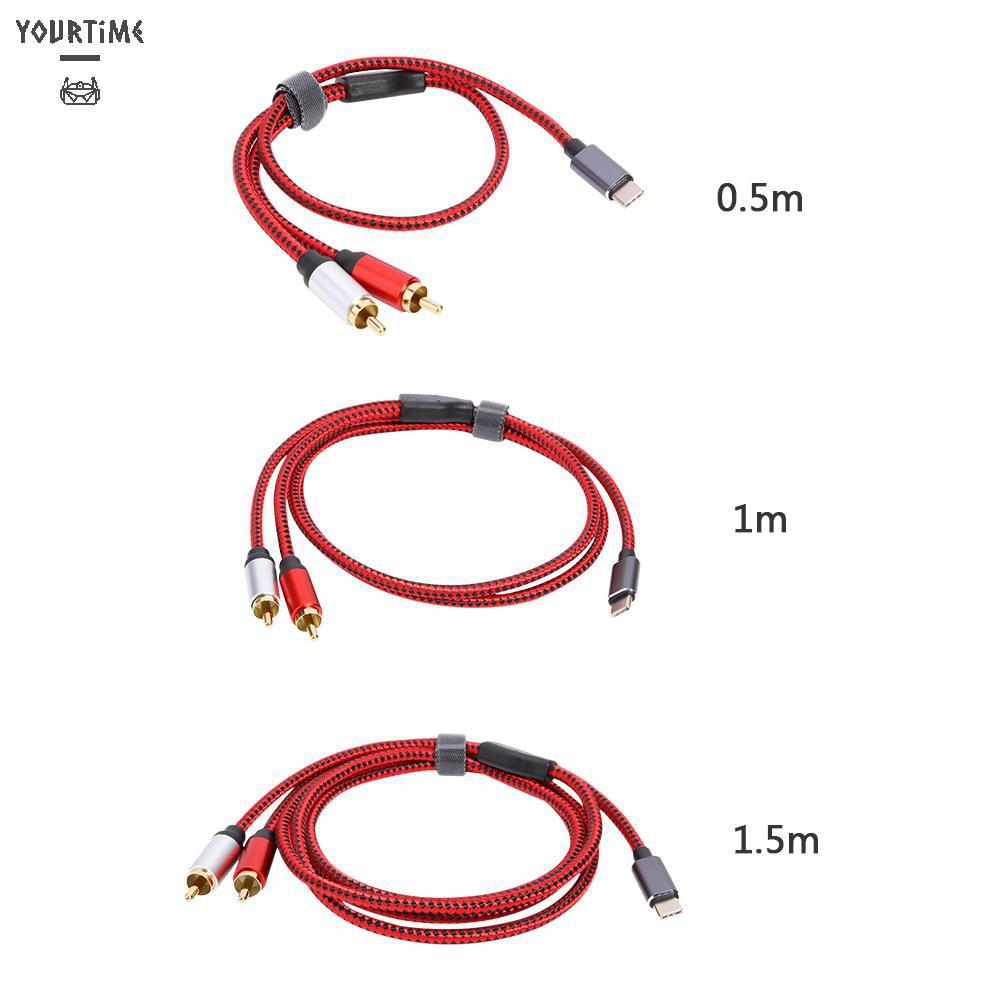 Cáp Chuyển Đổi Từ Cổng Usb Type C Sang 2 Đầu Rca Chuyên Dụng Cho Loa Xiaomi Huawei Tablet