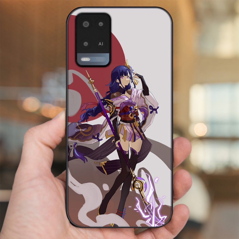 Ốp lưng Oppo A54 4G, A54 5G viền đen in hình Raiden Shogun Genshin Impact
