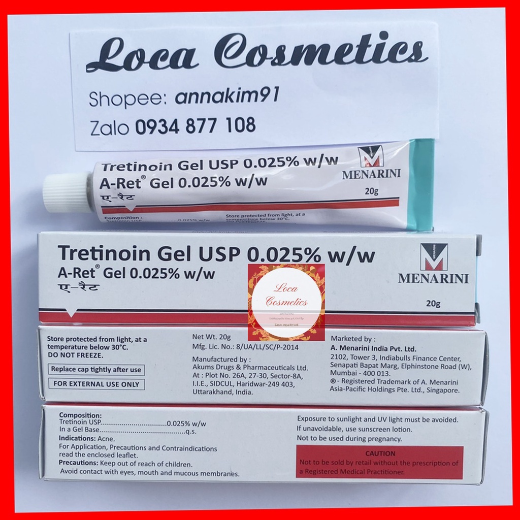 [Chính Hãng-Có sỉ] Tretinoin aret gel USP 0.025%, 0.05%, 0.1% - Gel giảm mụn, chống lão hóa, đều màu da | BigBuy360 - bigbuy360.vn