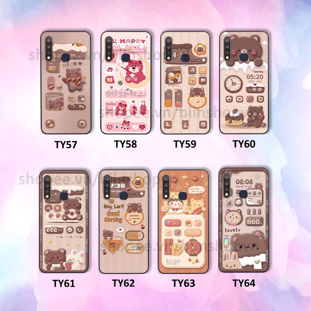 Ốp Vivo Y19 / U3 in 3D icon gấu nổi siêu xinh, siêu đáng yêu, cá tính phong cách