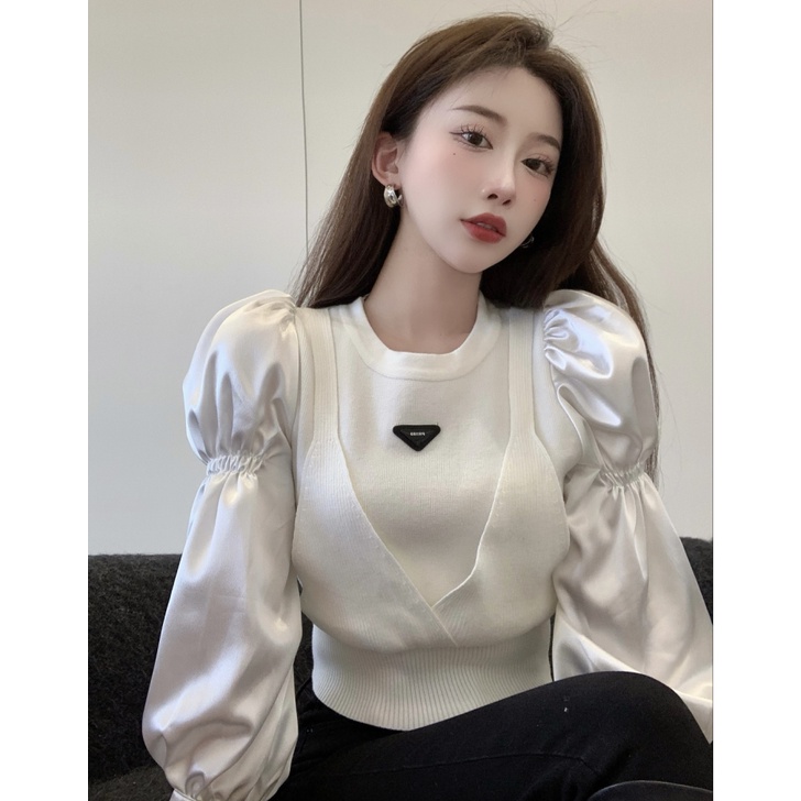 Áo thun tay dài cổ tròn phong cách Hàn Quốc thời trang mùa thu cho nữ