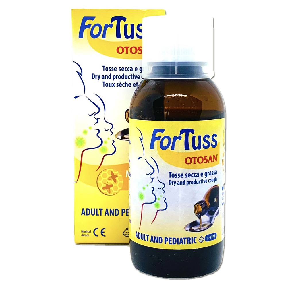 Siro ho Fortuss Otosan giúp làm dịu cơn ho, bảo vệ họng, giảm khản giọng ho khan,ho có đờm. chai 180ml