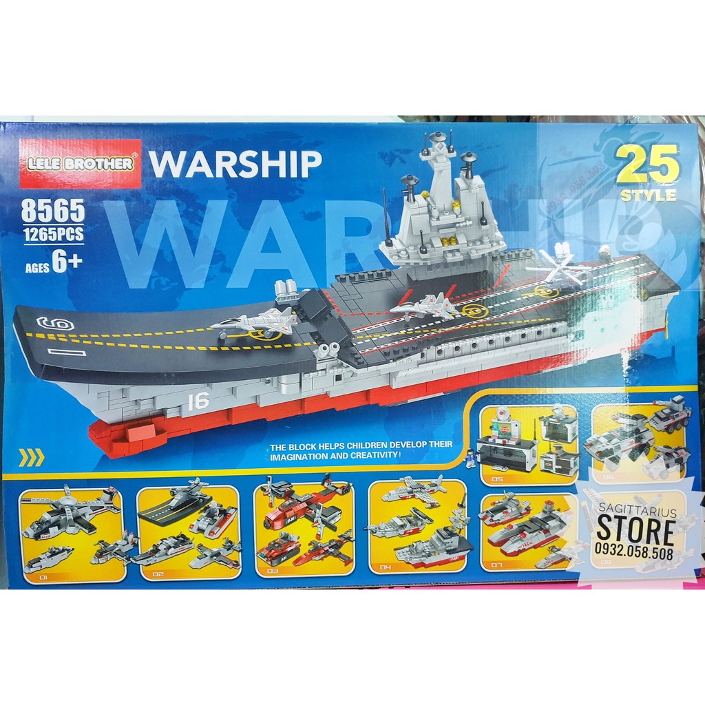 Lego Lele Brother 8565 Lắp Ráp Tàu Sân Bay WARSHIP tỷ lệ 1:155 ( 1265 Mảnh )