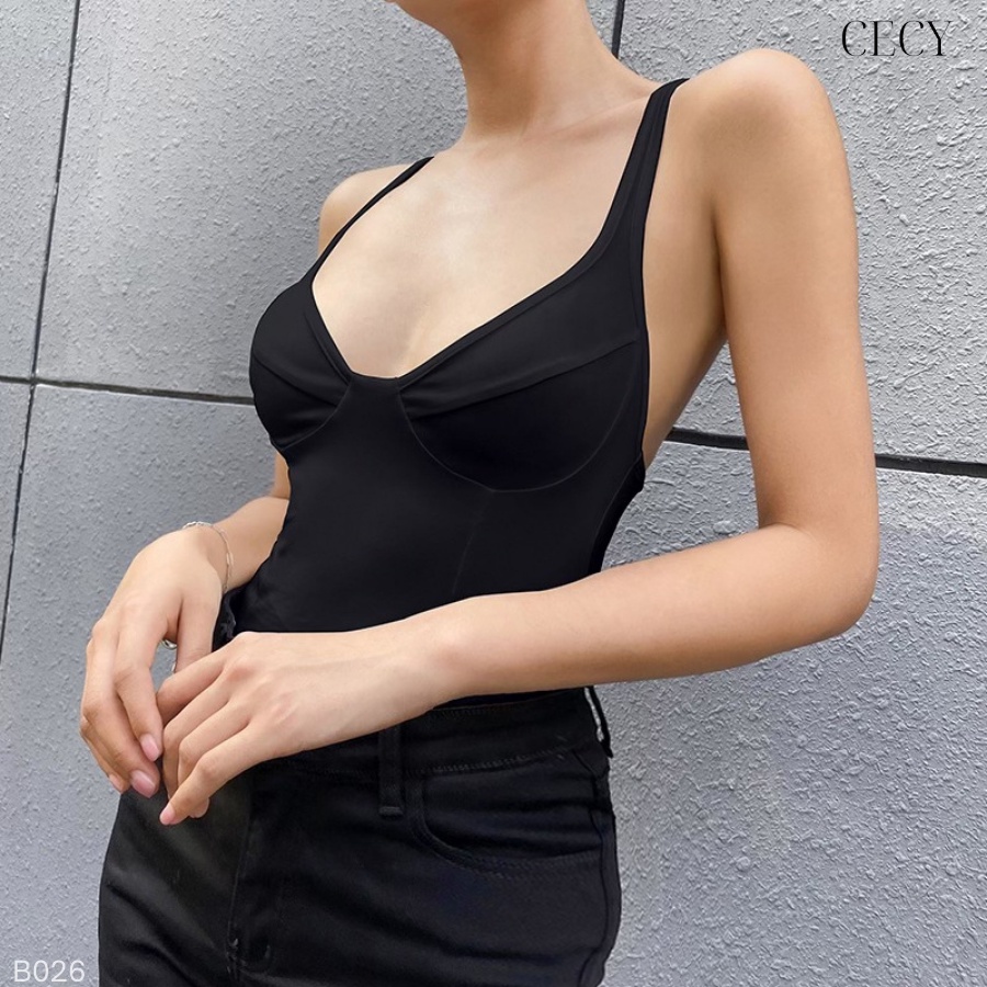 Áo 2 dây Bodysuit cúp ngực quyến rũ, Áo bó sát, áo body sexy, áo xẻ ngực sâu B026 | BigBuy360 - bigbuy360.vn