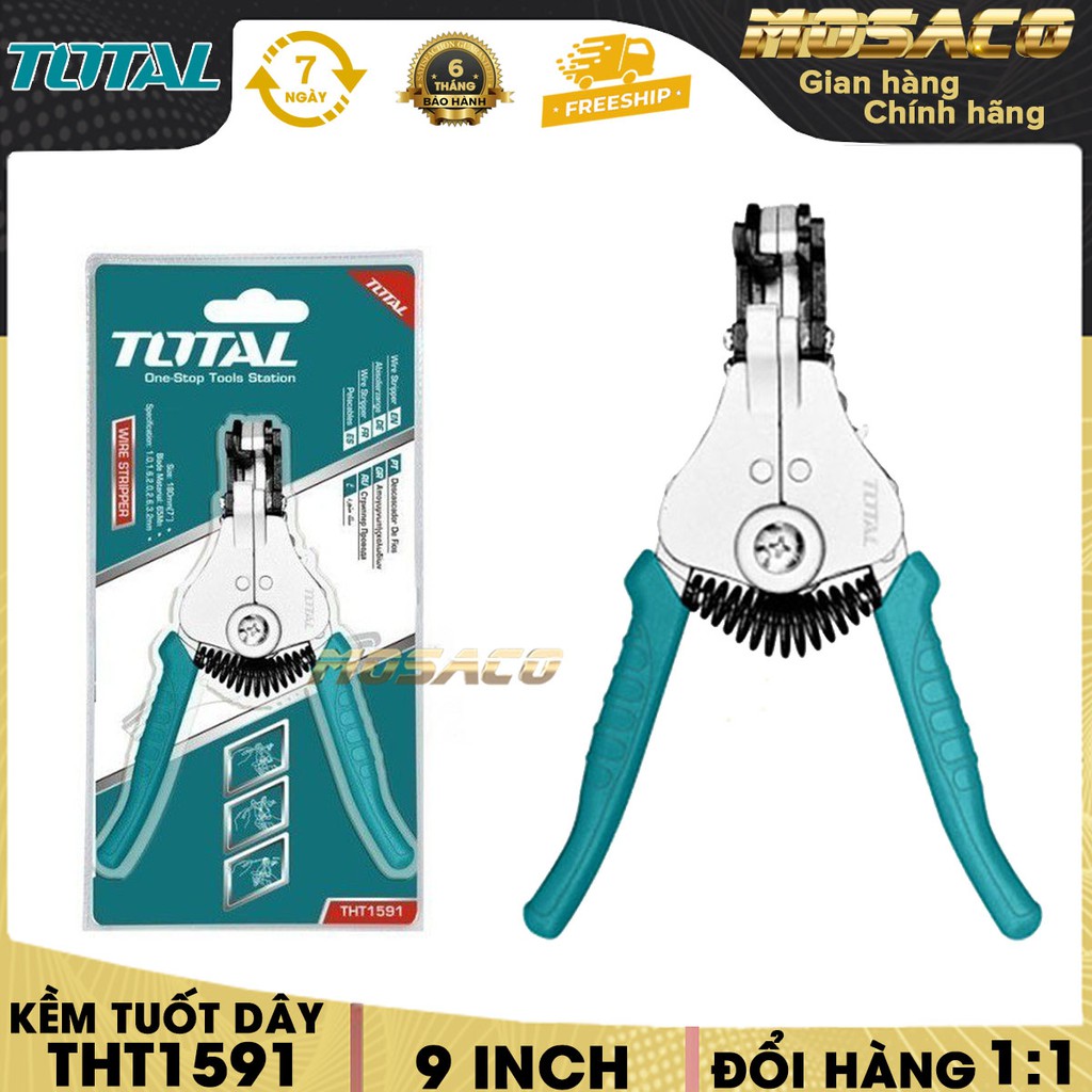 Kìm tuốt dây điện đa năng TOTAL THT1591 180mm kềm tuốt dây chất liệu lưỡi 65Mn - MOSACO
