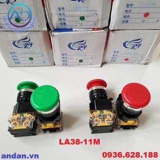 Nút ấn đầu dù, công tắc nhấn đề phi 22mm đầu nấm la38-11m