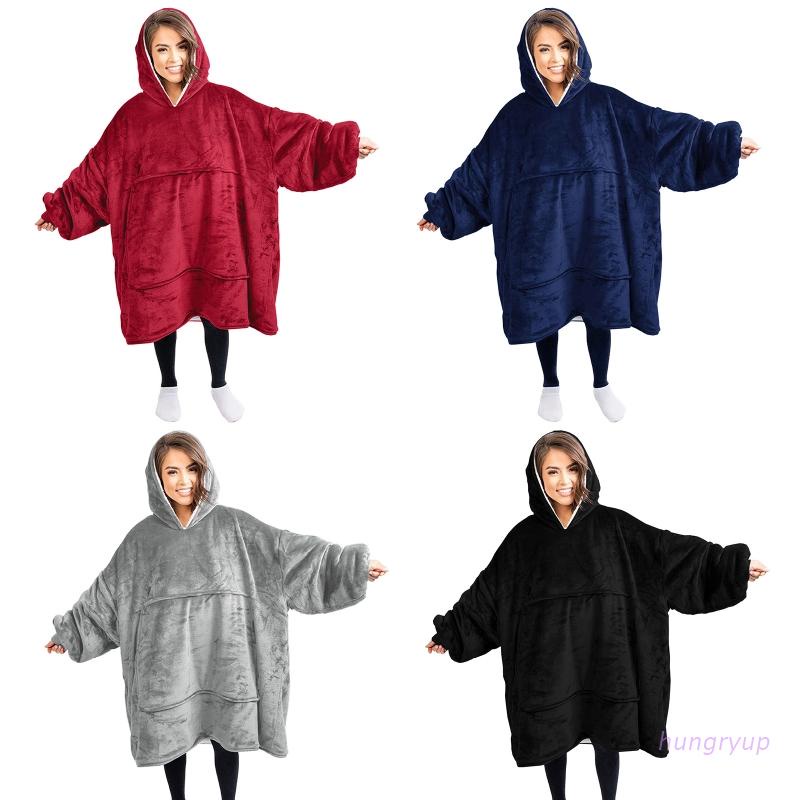 Áo hoodie giả lông cừu màu trơn cỡ lớn phối túi trước thời trang mùa đông ấm áp cho nam và nữ
 | BigBuy360 - bigbuy360.vn