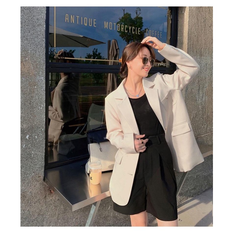 Áo Khoác Blazer Cỡ Lớn Xẻ Tà Sau Lưng Kiểu Hàn Quốc Thời Trang Xuân Thu 2023 Cho Nữ