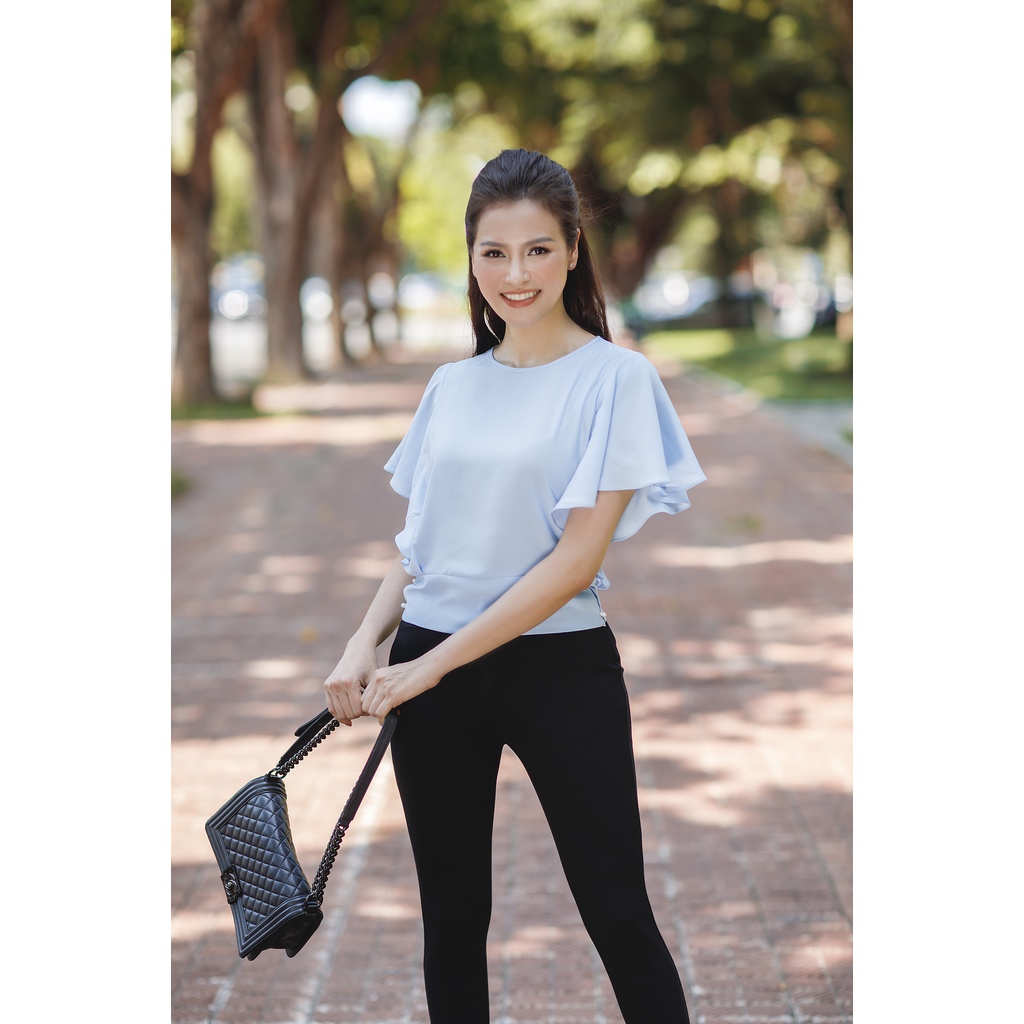 Áo sơ mi công sở cách điệu LUPERI LFSM201 bo gấu, tay cánh rơi sang trọng qúy phái