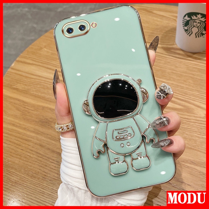 Ốp Điện Thoại Màu Macaron Có Giá Đỡ Mạ Điện Cao Cấp Cho Oppo A3S A1K A12E Realme C1 Realme C2