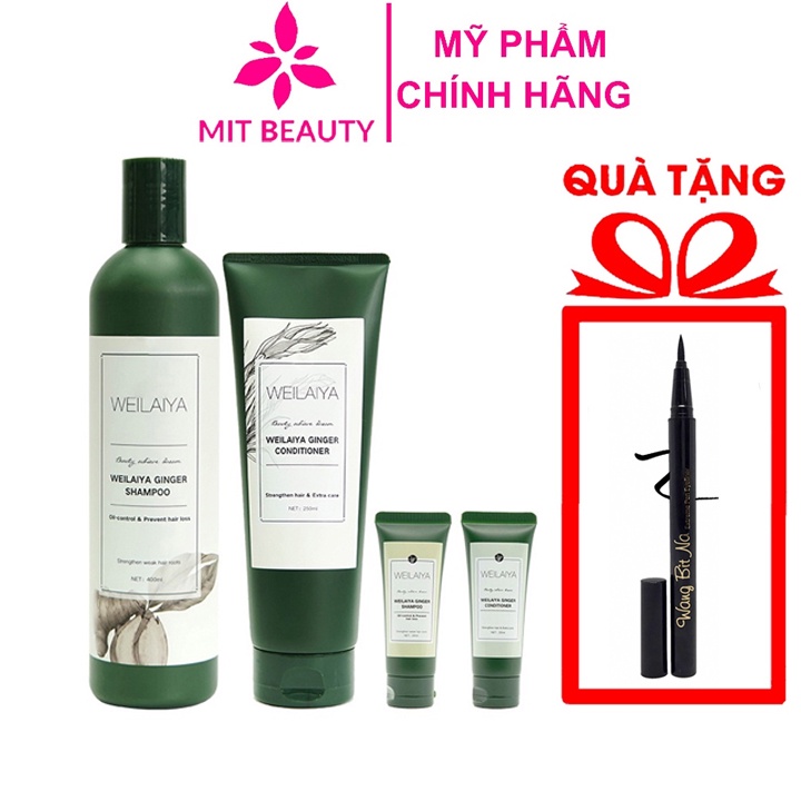 Dầu Gội Xả Gừng Weilaiya, Dầu Gội Weilaiya Mit Beauty Kích Thích Mọc Tóc Mượt Tóc Giảm Gãy Rụng 400ml + 250ml