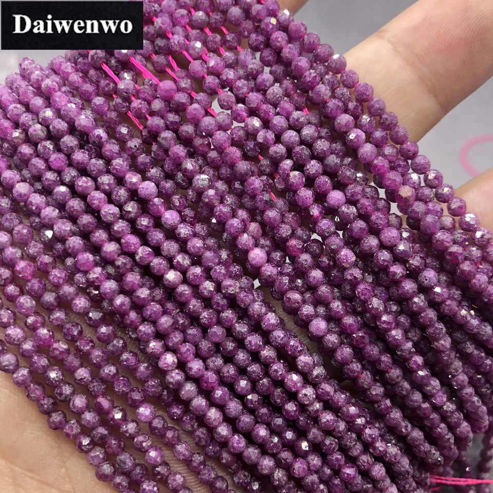 Đá ruby tự nhiên 2/3mm mặt cắt sáng bóng cỡ nhỏ làm đồ thủ công DIY