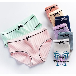 Quần lót Cotton nữ gân tăm phối nơ xinh ngẫu nhiên màu kháng khuẩn thoáng mát QL03NN