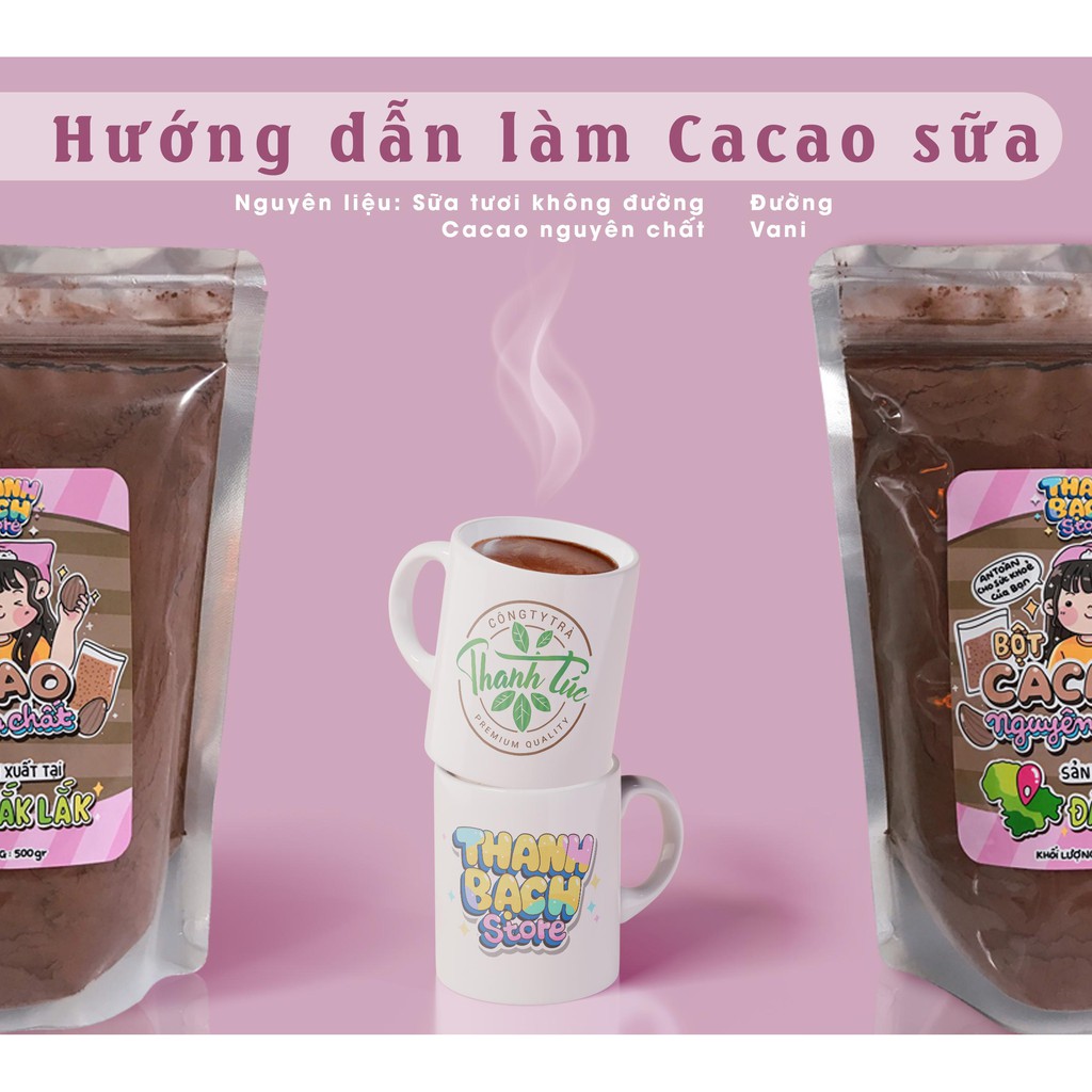 Bột Cacao Đắng Nguyên Chất Daklak Gói 500gr